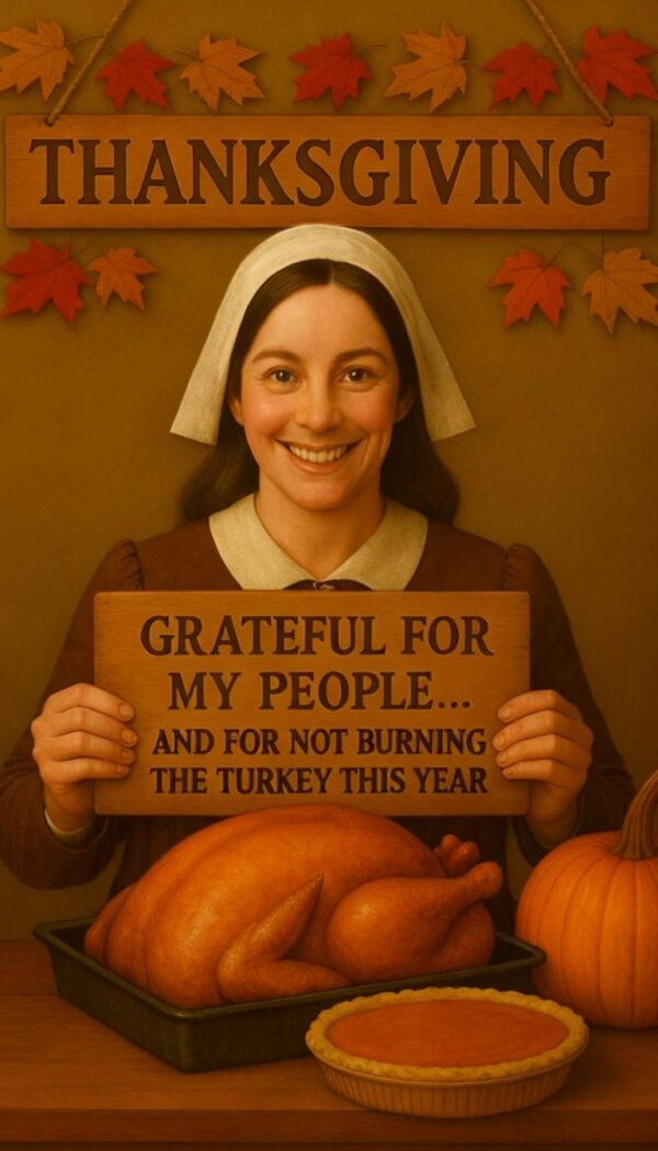 pilgrim mujer Retrato AI Acción de Gracias – Peregrina (Mujer) | Vídeo Personalizado de Thanksgiving