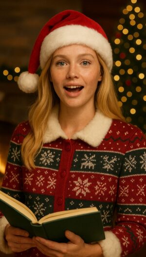 Retrato AI Villancico Navideño Mujer – We Wish You a Merry Christmas | Felizia Retrato de Vídeo de Navidad con IA para Mujer – Edición Fusión