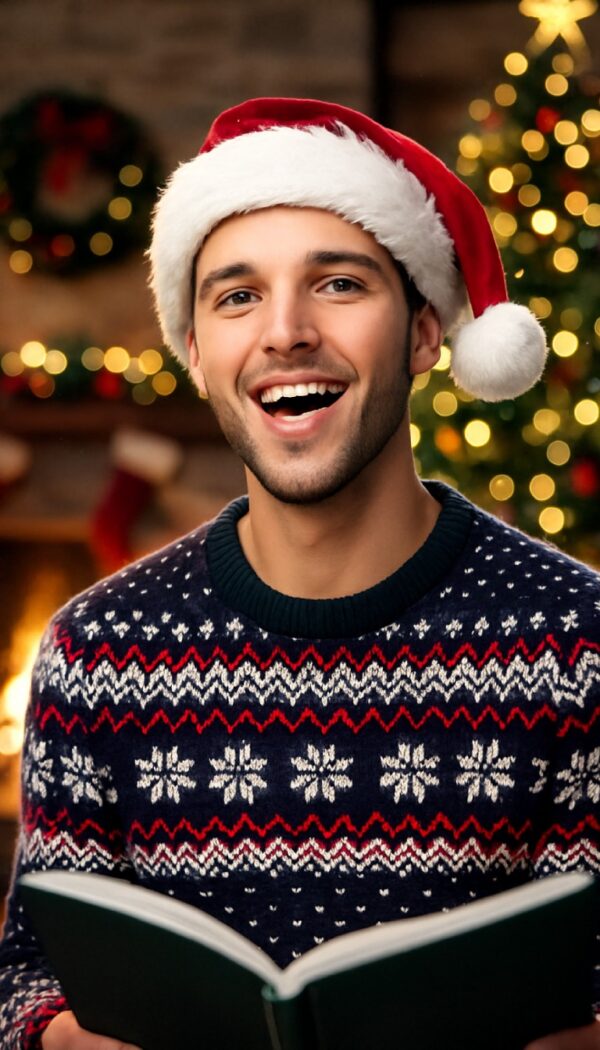 Retrato AI Cantando el Villancico Navideño We Wish You a Merry Christmas Retrato AI navideño cantando el villancico We Wish You a Merry Christmas.