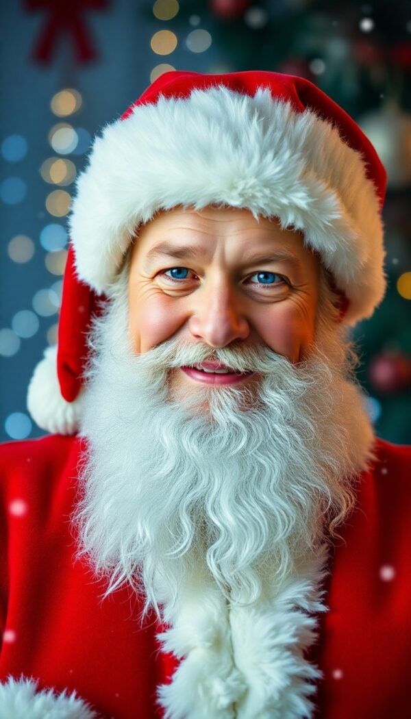 Retrato de Vídeo de Santa Claus con IA – Hombre – Edición Fusión Hombre transformado en Santa Claus en un video navideño personalizado con IA